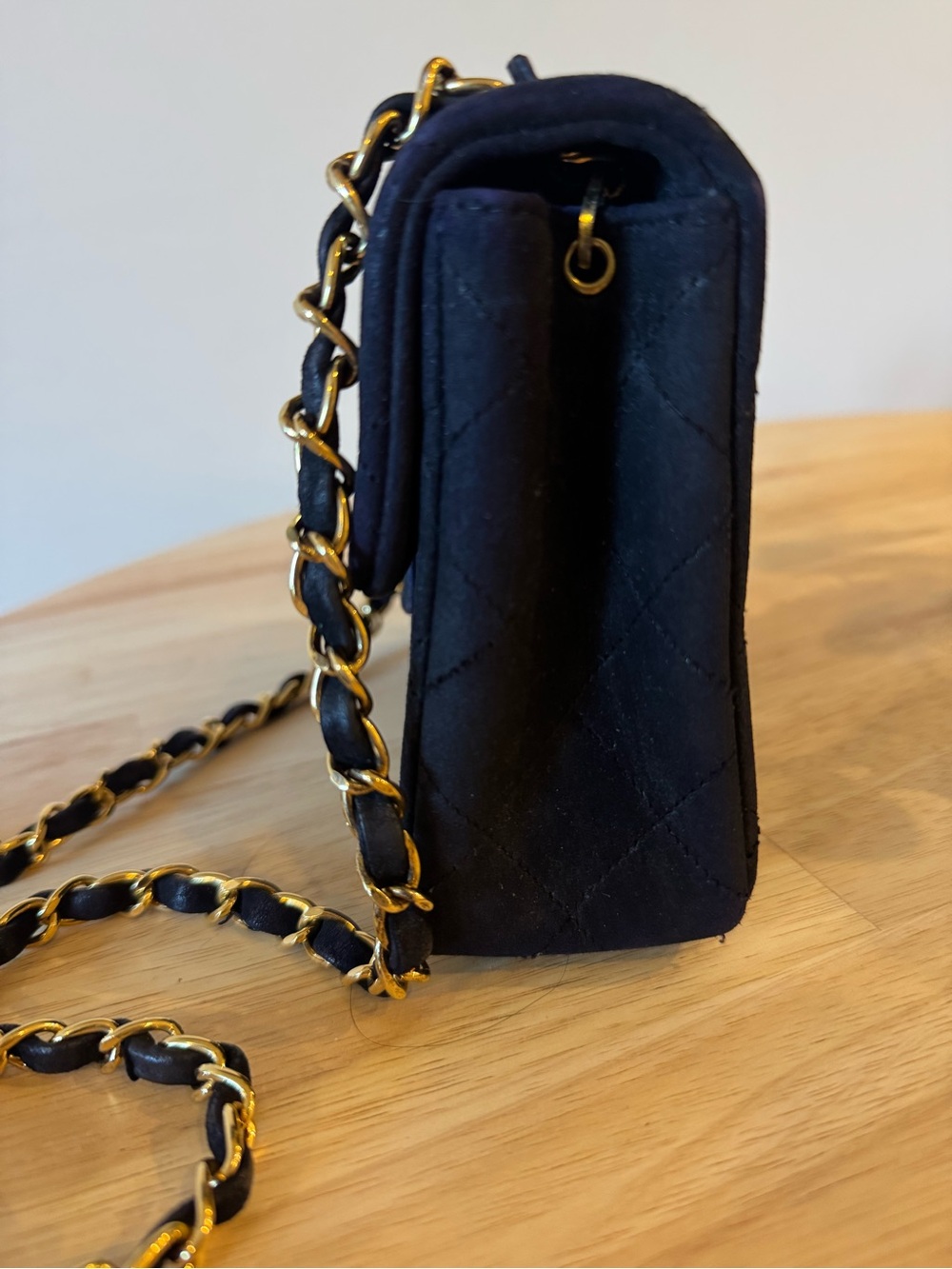 CHANEL Black Quilted Suede Crossbody with Gold Chain - Picture 3 of 16